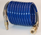 Spiral hose NW 7,2 coupling and plug - 2,5 m